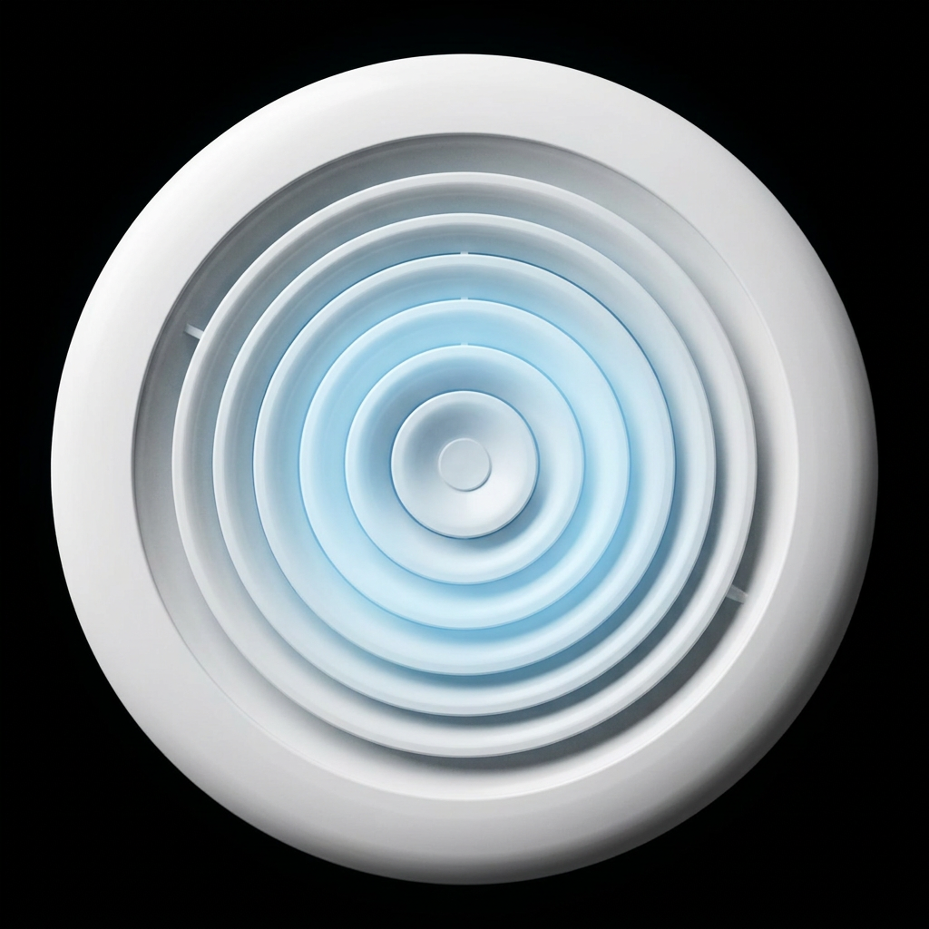 Close-up of an Icaria indoor supply vent delivering filtered air