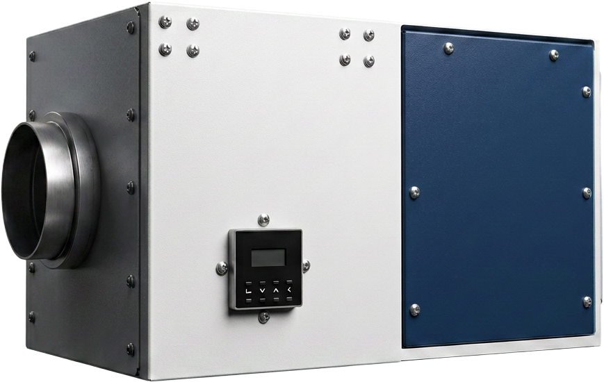 Icaria outdoor air purification unit mounted on a home exterior wall